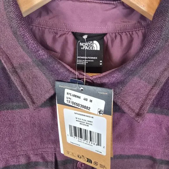 The North Face Womens Valley Flannel Shirt Size M Plaid Midnight Mauve Shacket - Picture 3 of 4